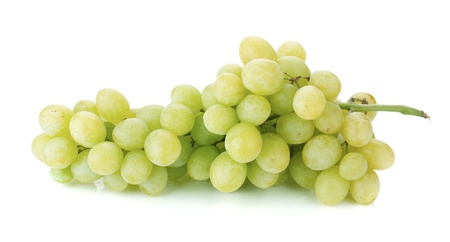 White grapes with leaves  Isolated on white backgroundの写真素材