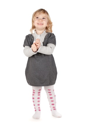 Smiling baby girl. Isolated on white backgroundの写真素材