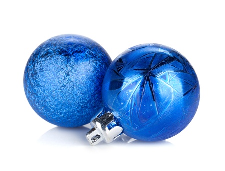 Christmas baubles decor. Isolated on white backgroundの写真素材