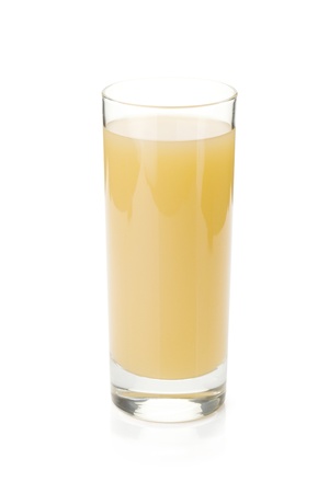 Pear juice glass. Isolated on white backgroundの写真素材