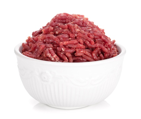 Minced meat. Isolated on white backgroundの写真素材