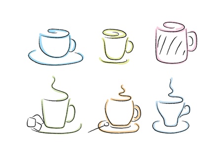 Coffee and tea cups setのイラスト素材