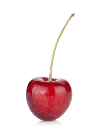 Ripe cherry . Isolated on white backgroundの写真素材
