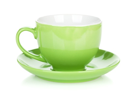 Green coffee cup. Isolated on white backgroundの写真素材