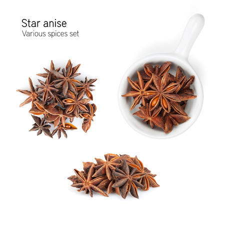 Star anise. Isolated on whiteの写真素材