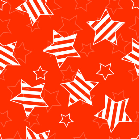 Red seamless striped background with starsのイラスト素材