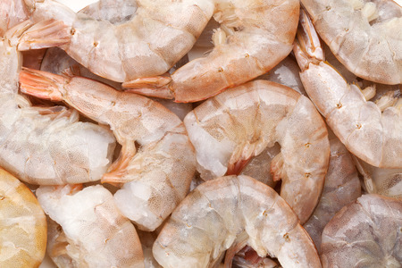 Raw uncooked shrimps. Closeup food backgroundの写真素材