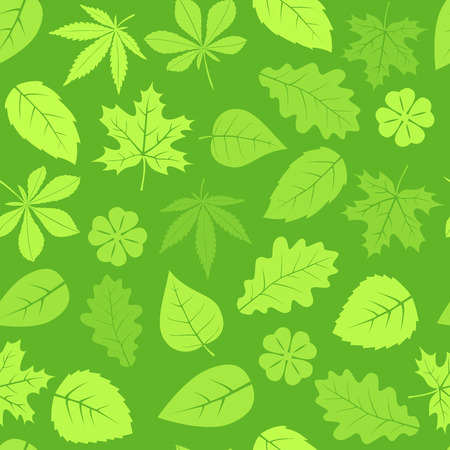 Seamless green leaves pattern backgroundのイラスト素材