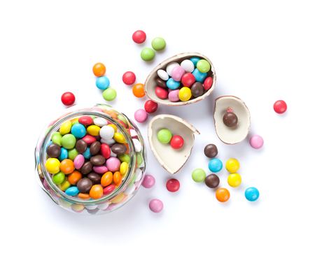 Colorful candies. Isolated on white backgroundの写真素材
