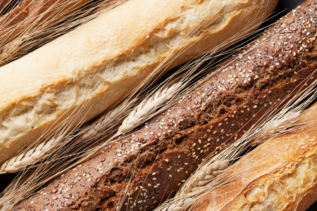 Mixed breads closeup. Top view