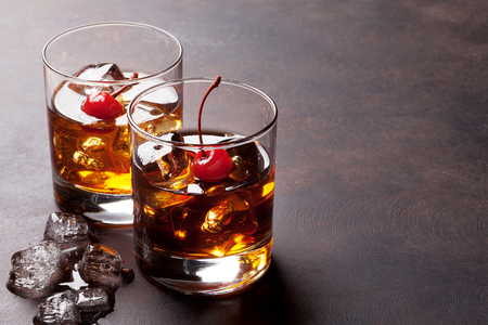 Manhattan cocktail with whiskey. With copy spaceの写真素材