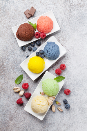 Ice cream with nuts and berries. Top viewの写真素材