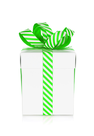 Christmas gift box. Isolated on white backgroundの写真素材