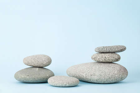 Pebble stones for podium or platform. Mock up for display your product. With copy spaceの写真素材