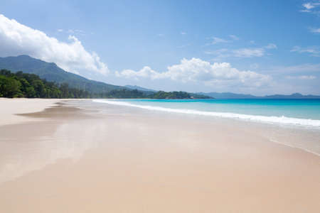 Tropical beach with palm trees and turquoise sea