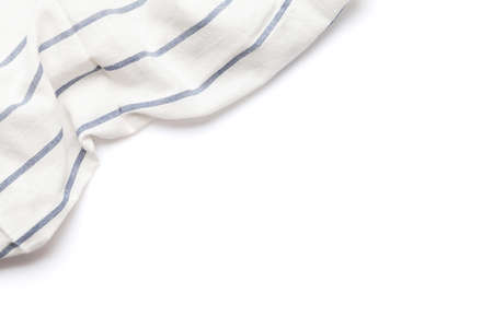 Kitchen tablecloth. Cooking towel isolated on white background. Top view flat lay with copy spaceの写真素材