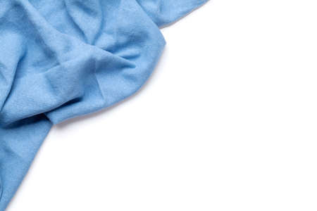 Kitchen tablecloth. Cooking towel isolated on white background. Top view flat lay with copy spaceの写真素材