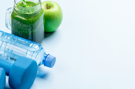 Fitness, training and healthy food, diet concept with copy spaceの写真素材