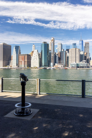 New York city skyline. Manhattan and Brooklyn Skyscrapers panoramaの写真素材