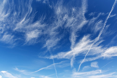 A beautiful scenic view of the sky with clouds, showcasing the natural beauty and peacefulness of...