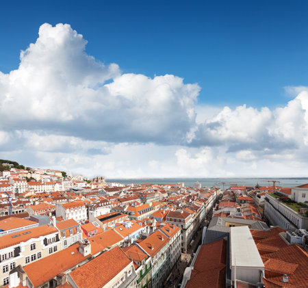 Lisboa urban skyline with old rooftops. Portugalの写真素材
