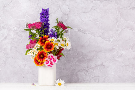 A stunning bouquet of colorful flowers, showcasing the beauty and vibrancy of nature's creations. With copy spaceの写真素材