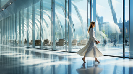 Professional businesswoman in modern office settingの素材