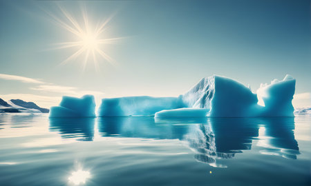 Massive iceberg in the sunlit seaの素材