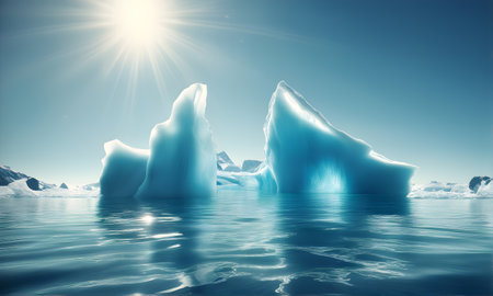Massive iceberg in the sunlit seaの素材