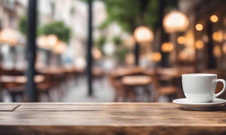 Empty restaurant table, versatile product mockup templateの素材
