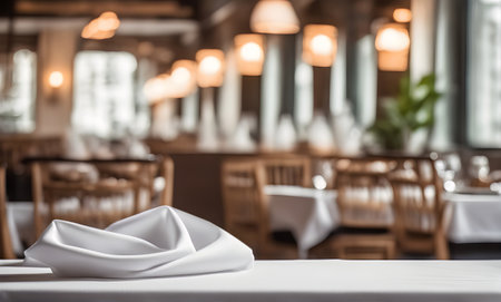 Empty restaurant table, versatile product mockup templateの素材