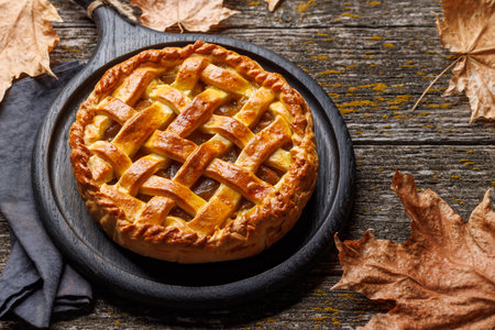 Delicious Apple Pie with Fresh Red Applesの写真素材