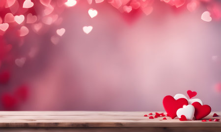 Valentine's Day love with hearts. Greeting card with spaceの素材