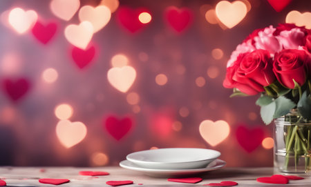 Valentine's Day love with roses. Greeting card with spaceの素材