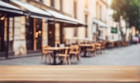Empty restaurant table, versatile product mockup templateの素材