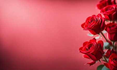 Romantic red roses for a heartfelt Valentine's Day card with copy spaceの素材