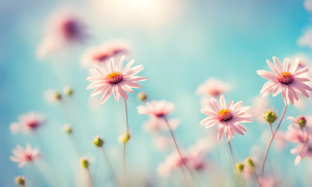 Spring flowers create a smooth and vibrant backgroundの素材