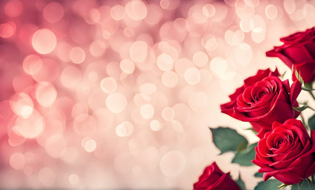 Romantic red roses for a heartfelt Valentine's Day card with copy spaceの素材