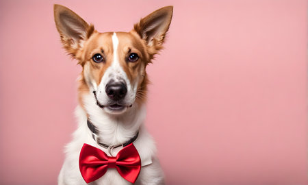 Dapper dog elegance: Canine charm in a stylish bow tie, adorable and classyの素材