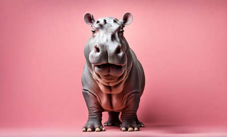 Humor in focus: Playful hippo, a delightful and amusing sceneの素材