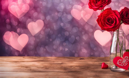Love in bloom: Valentine's Day roses, romantic and vibrant with copy space for your greetingの素材