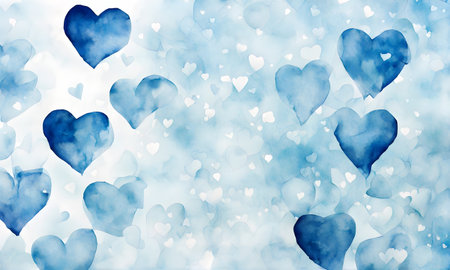 Watercolor hearts background, vibrant and romantic. Valentines day backdropの素材