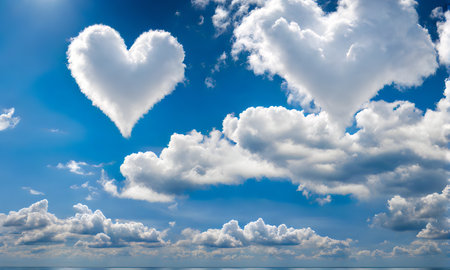 Heart in the sky: Clouds form a romantic heart shape. Love is in the airの素材
