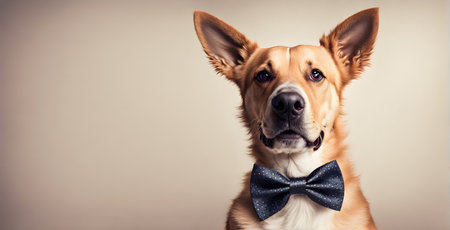 Dapper dog elegance: Canine charm in a stylish bow tie, adorable and classyの素材