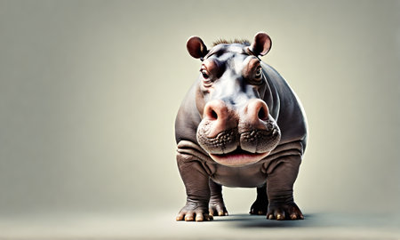 Humor in focus: Playful hippo, a delightful and amusing sceneの素材