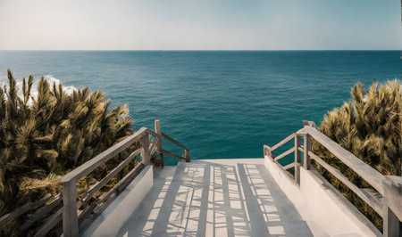Minimalist Seascape Photo. Summer vacationの素材