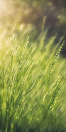 Expansive grassy plain under the sky, confused with hues of sunset, blades of grass stretching low. Verticalの素材