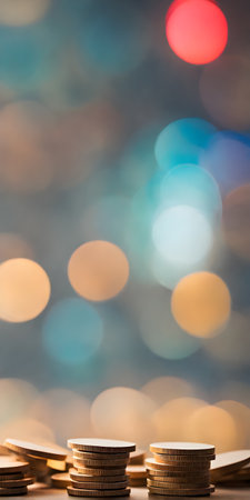 Minimalism-style abstract of financial technology depicted through blur, bokeh effects, and soft focus. Verticalの素材