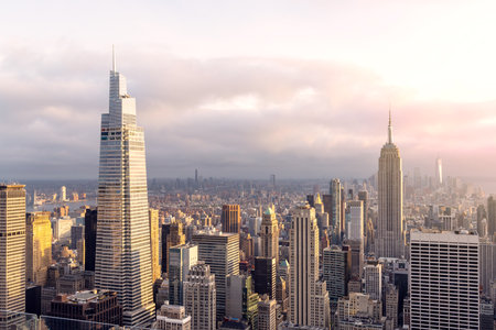 New York city skyline. Manhattan skyscrapers panoramaの写真素材