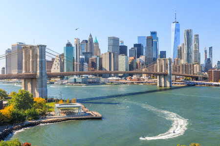New York city skyline. Manhattan skyscrapers panoramaの写真素材